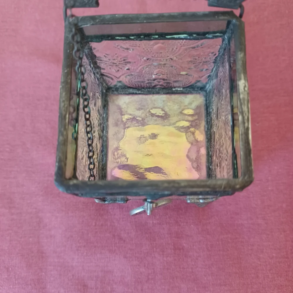 J Devlin Jewelry Keepsake Trinket Box Glass & Metal Friends Charm Vintage 2000